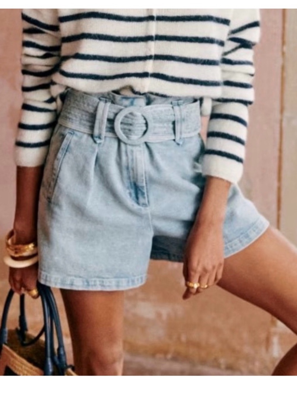 Sezane Light Blue Denim Jean Shorts